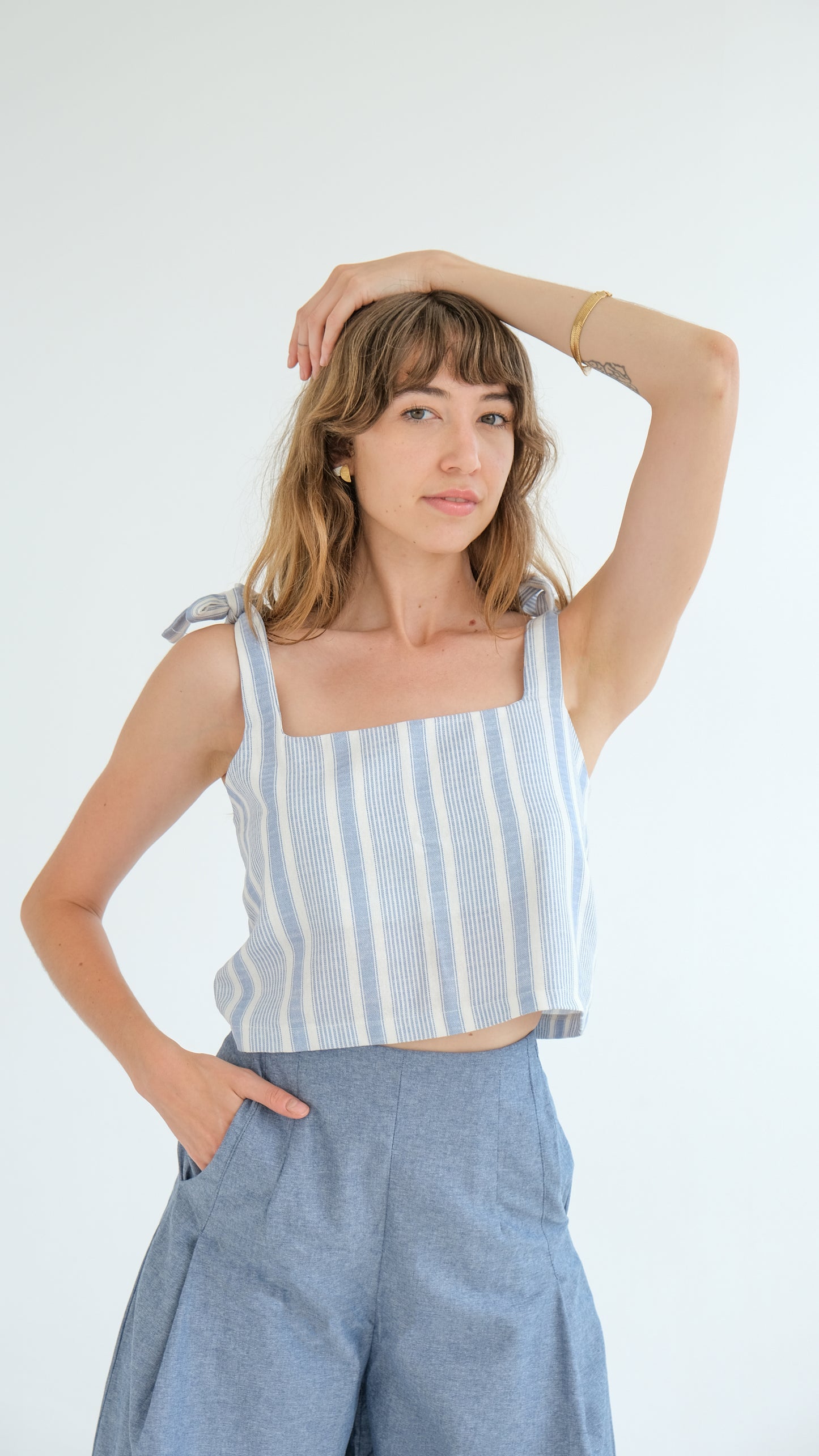 Safari Crop Top • Blue Stripes