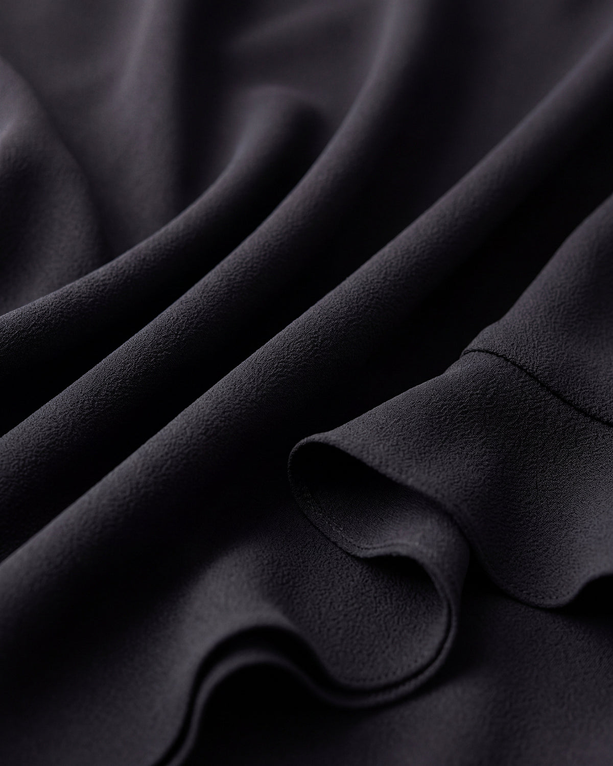 Rosalia Dress in Black Chiffon Satin, fabric close up