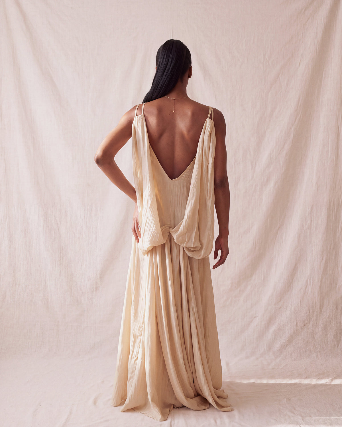 Sienna Dress in Pearl, back view