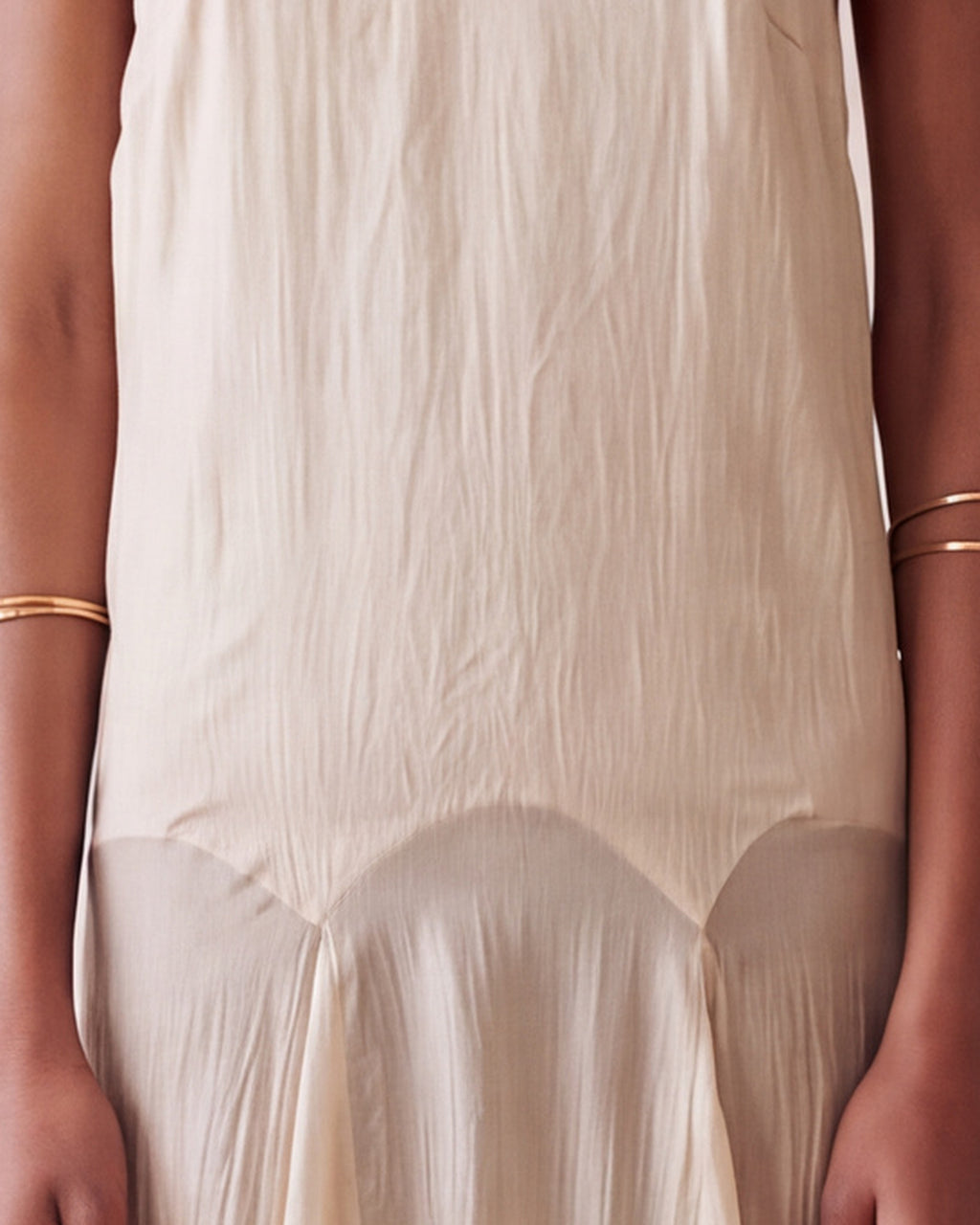 Sienna Dress in Pearl, scalloped hip seam detail