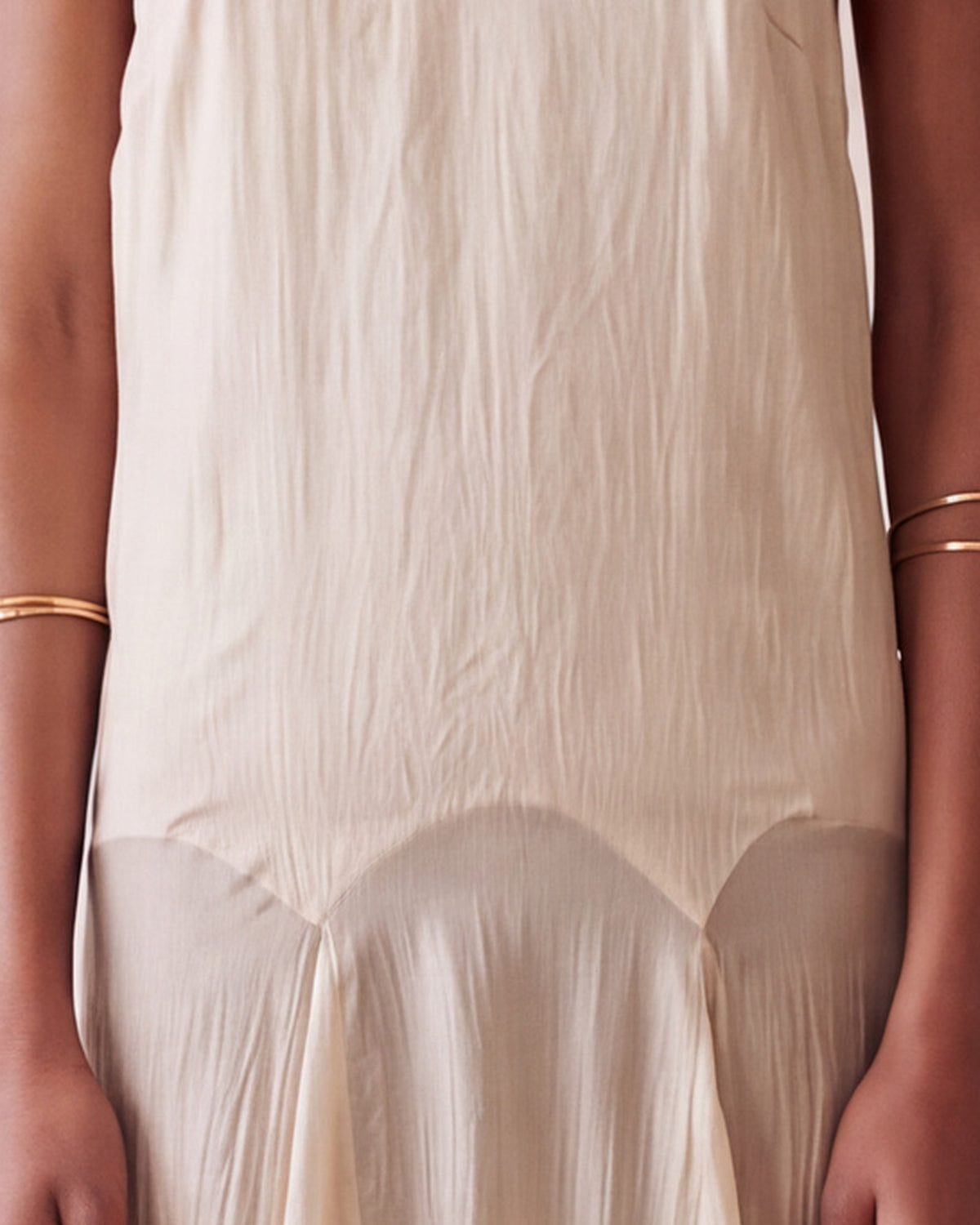 Sienna Dress in Pearl, scalloped hip seam detail