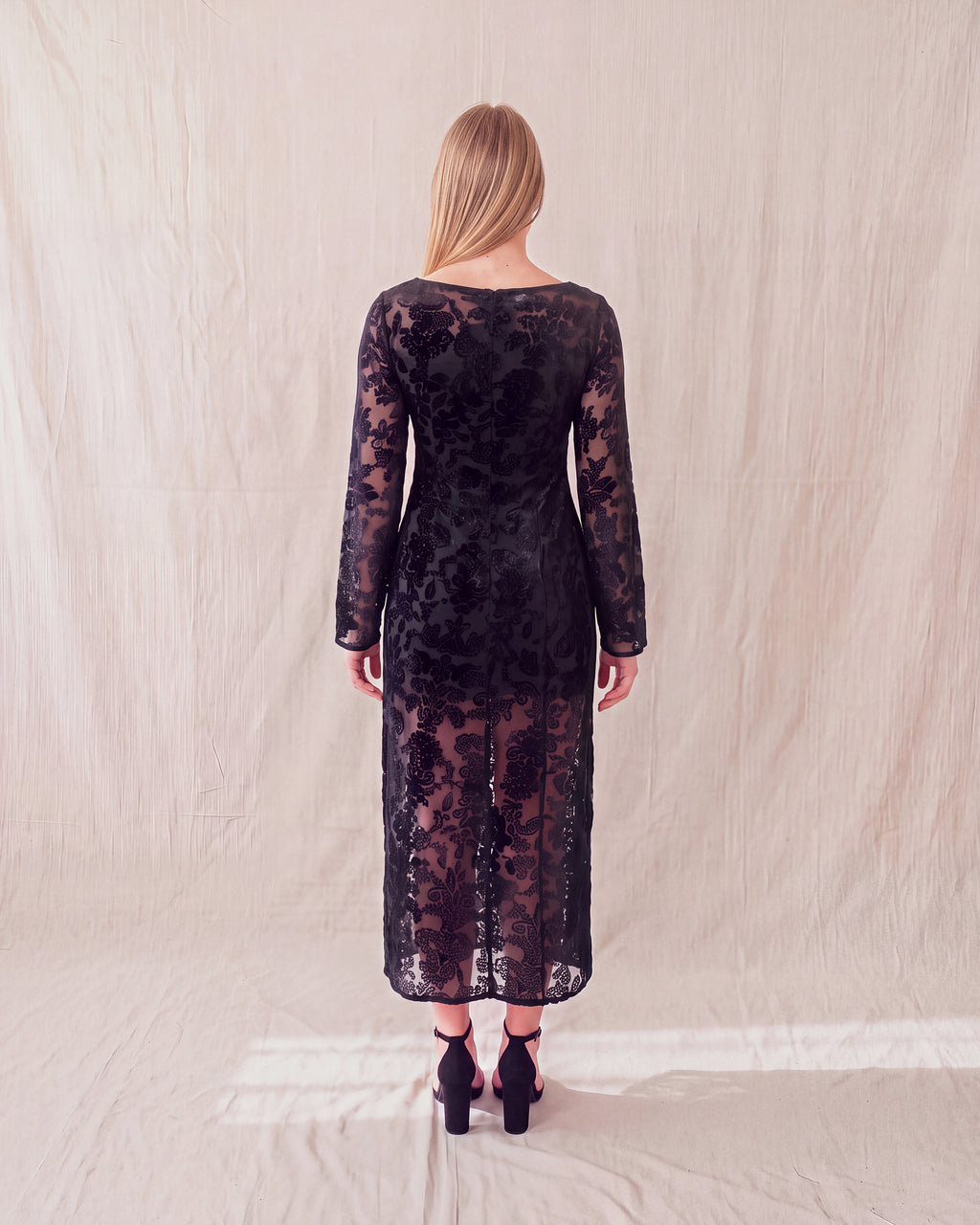 Reiko Dress in Black, back view