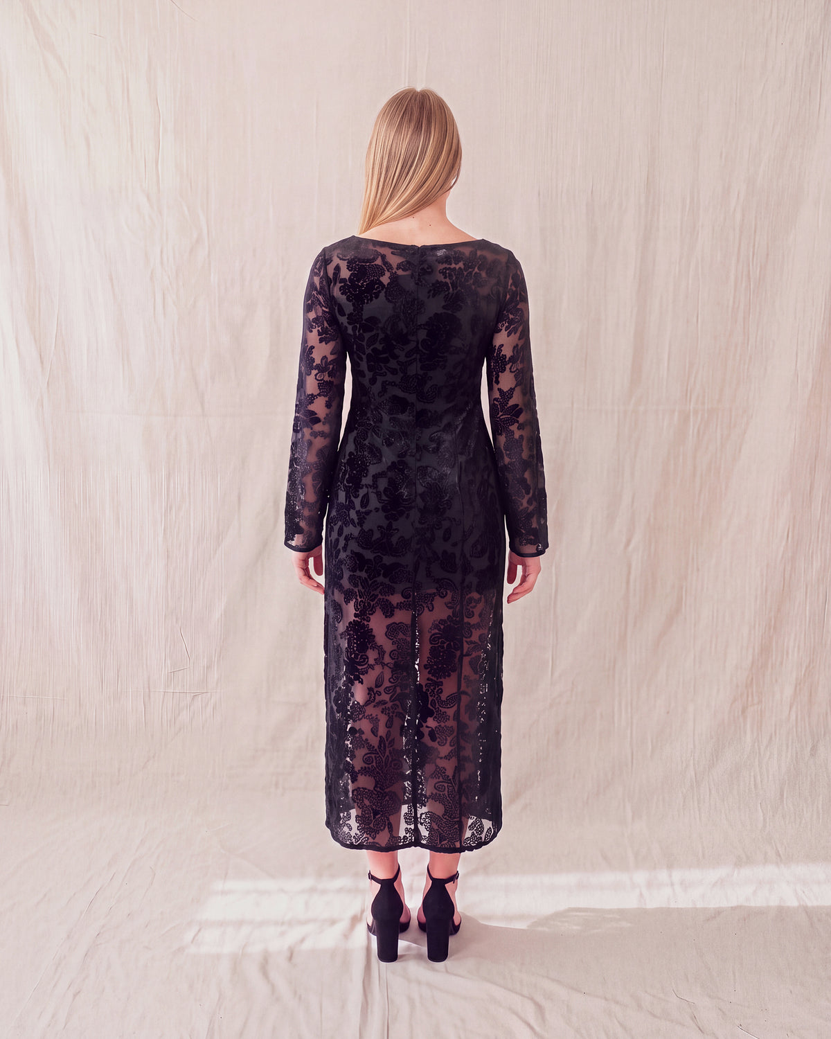 Reiko Dress in Black, back view