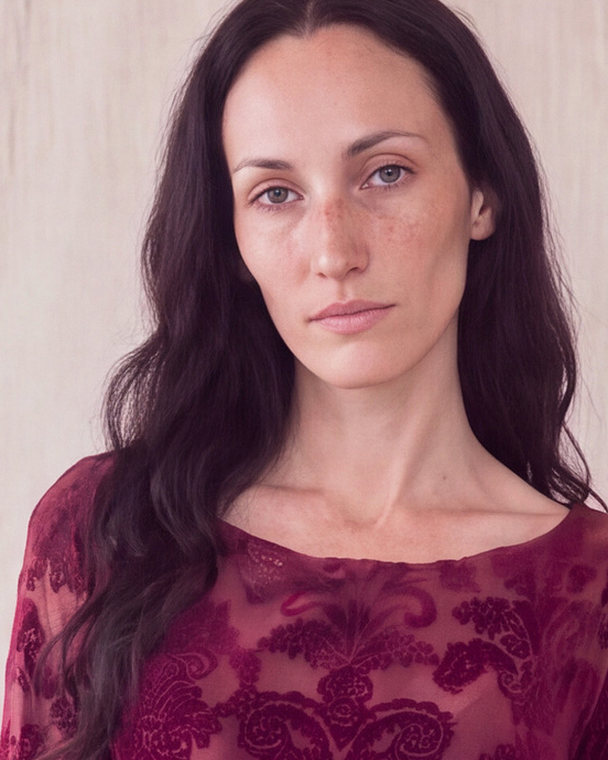 Reiko Dress in Red, neckline detail