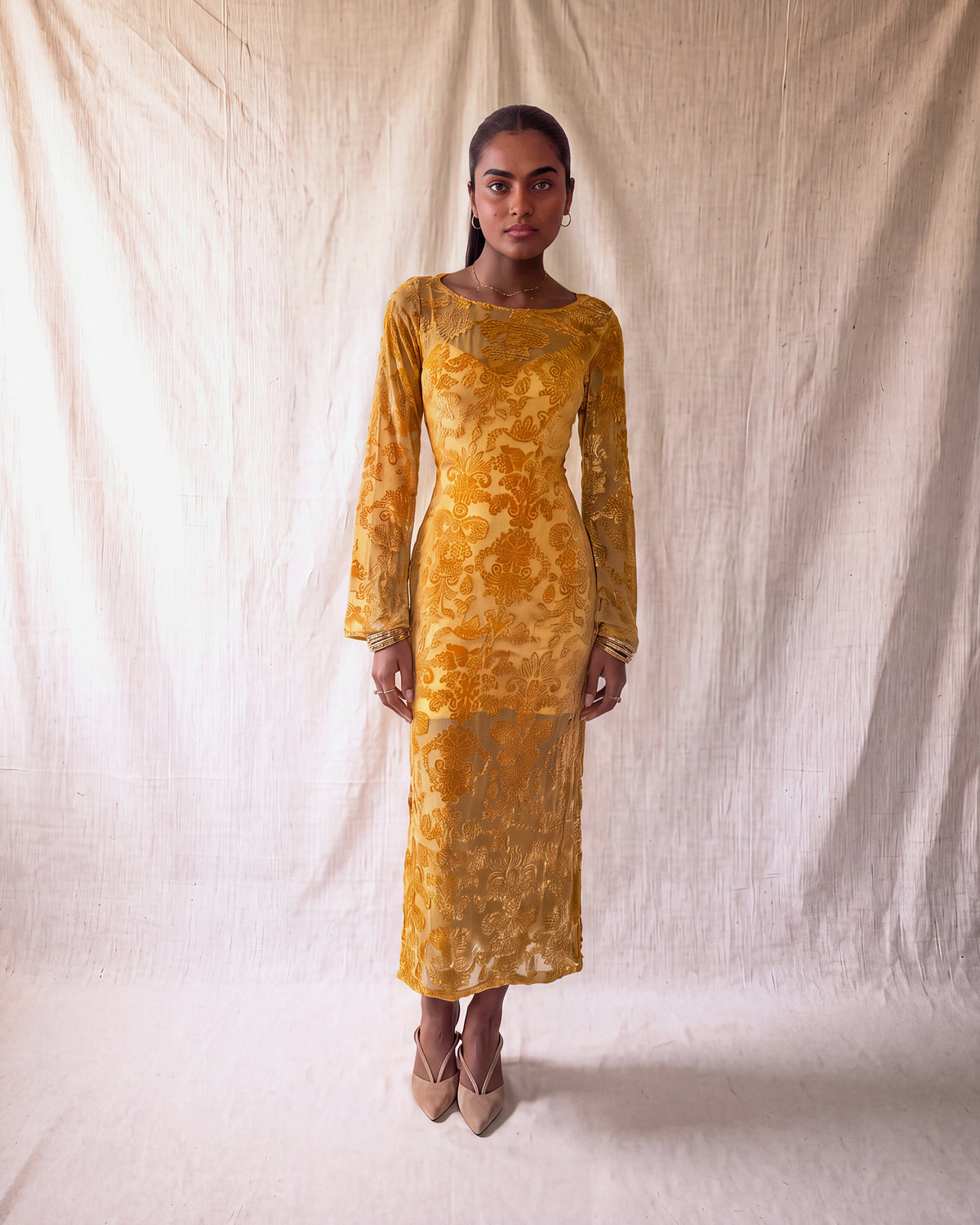 Reiko Dress in Yellow, front view