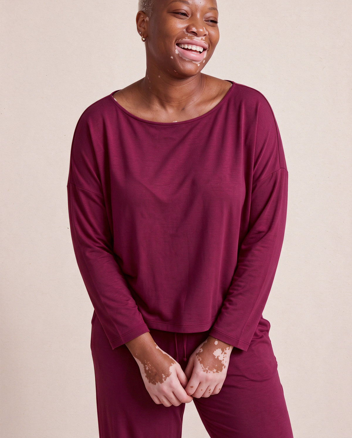 Pyjamas Top in Bordeaux, front