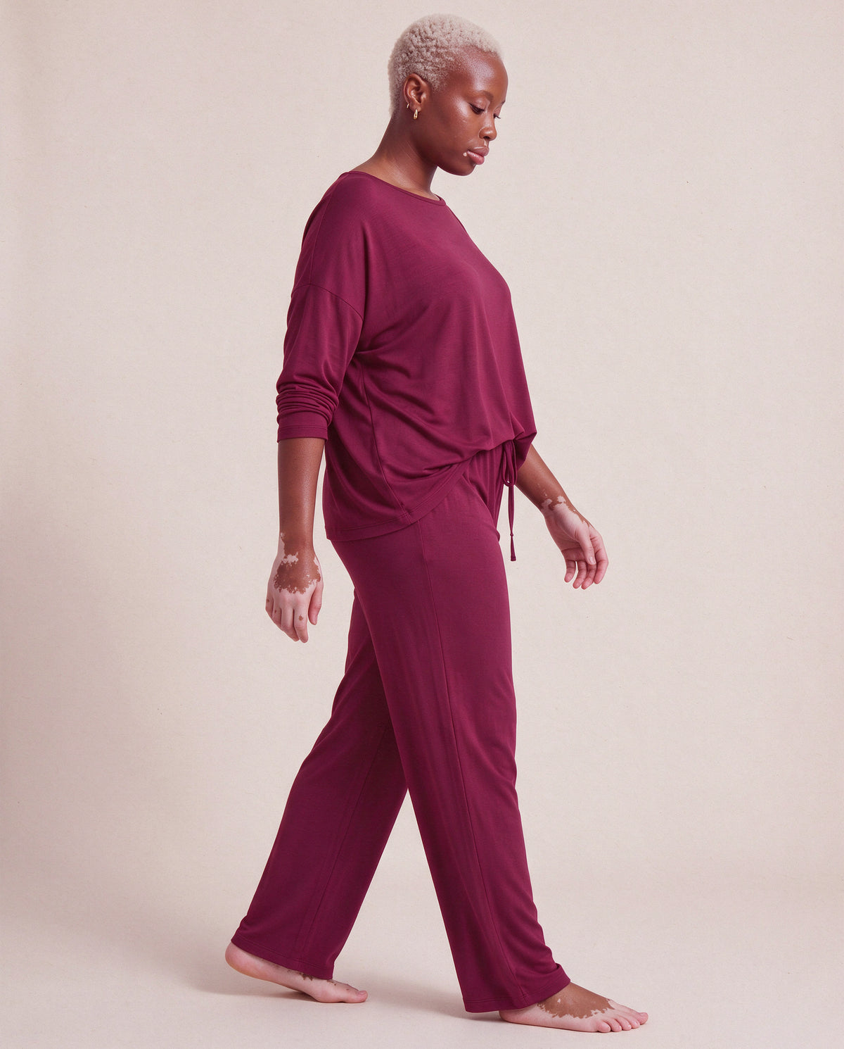 Pyjamas Top in Bordeaux, side