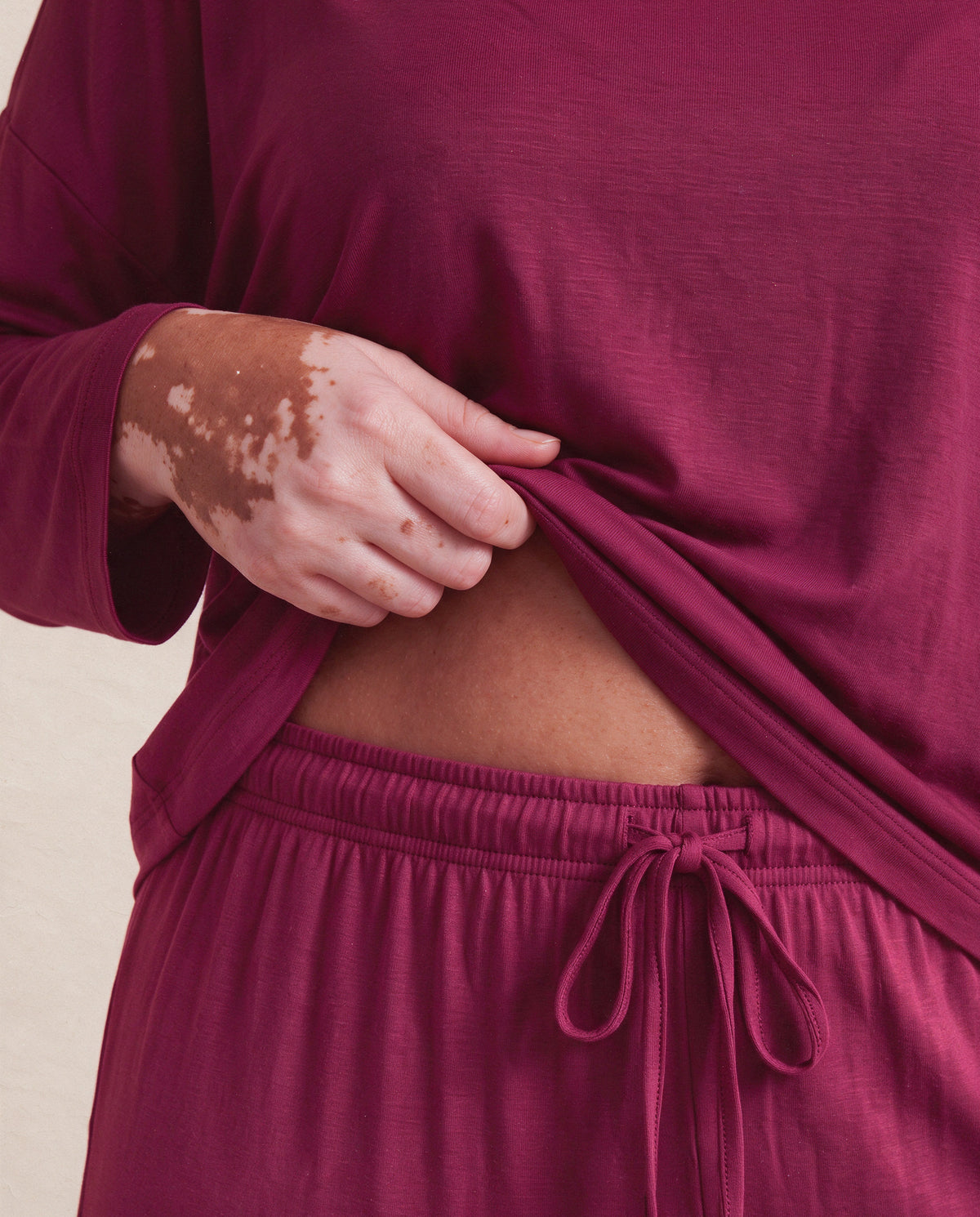 Pyjamas Pants in Bordeaux, drawstring waist