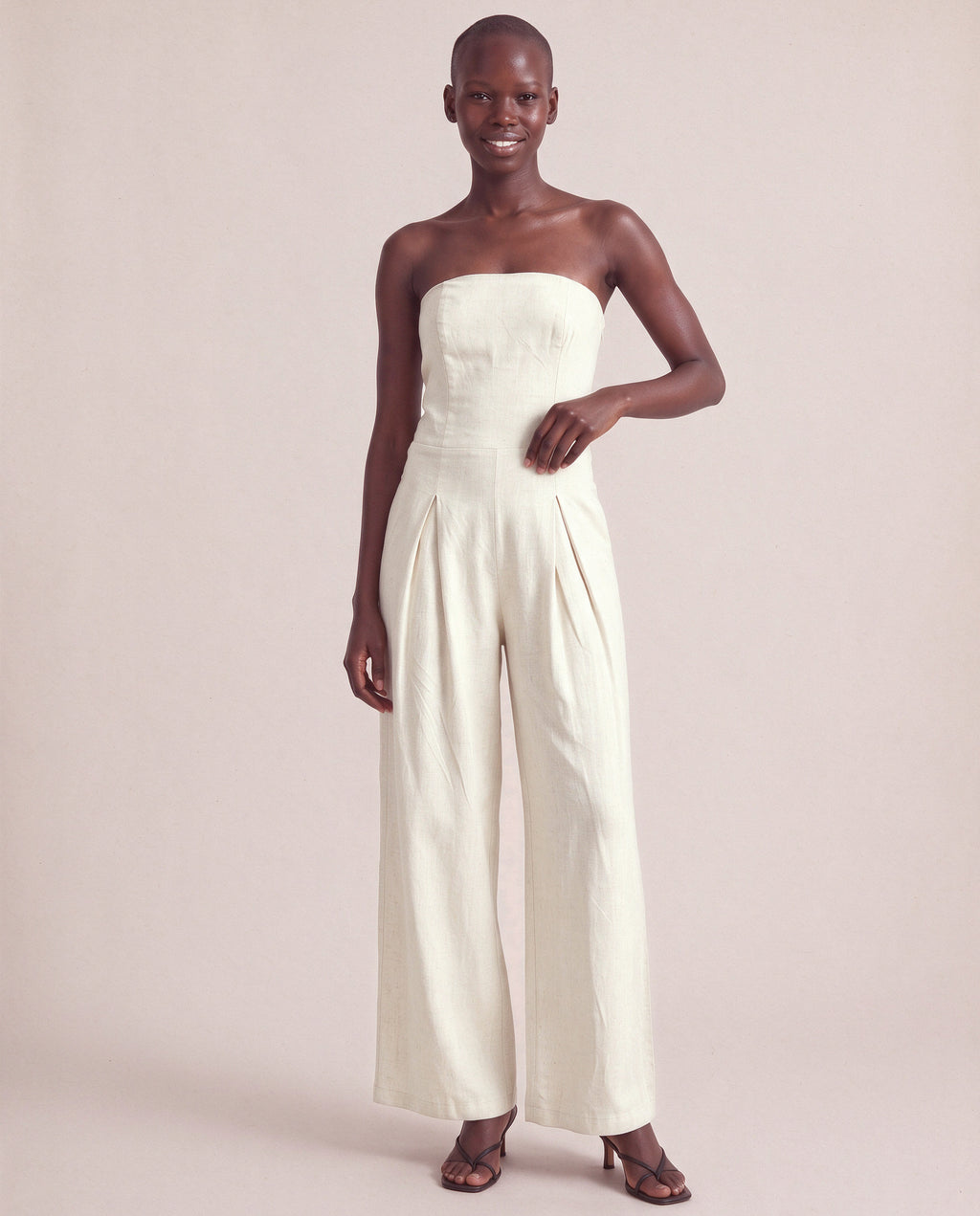Camille Jumpsuit in Beige, front