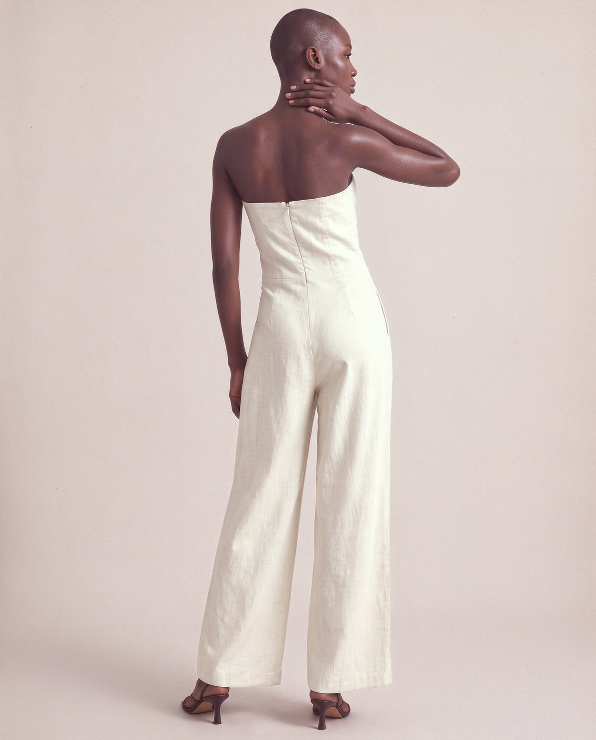Camille Jumpsuit in Beige, back