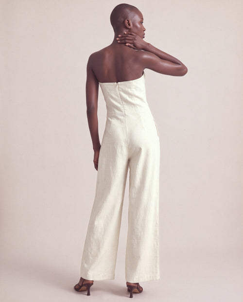 Camille Jumpsuit in Beige, back