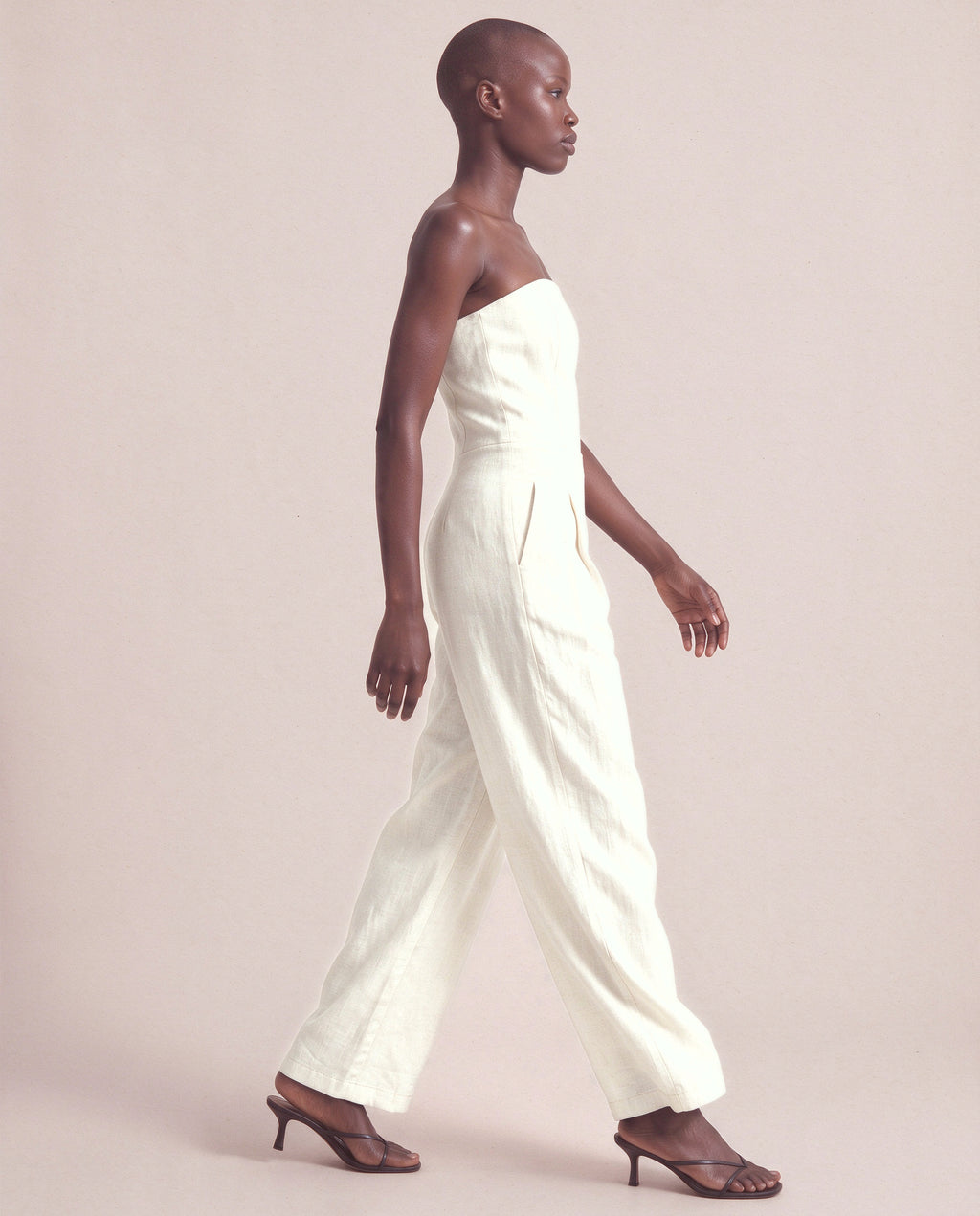 Camille Jumpsuit in Beige, side