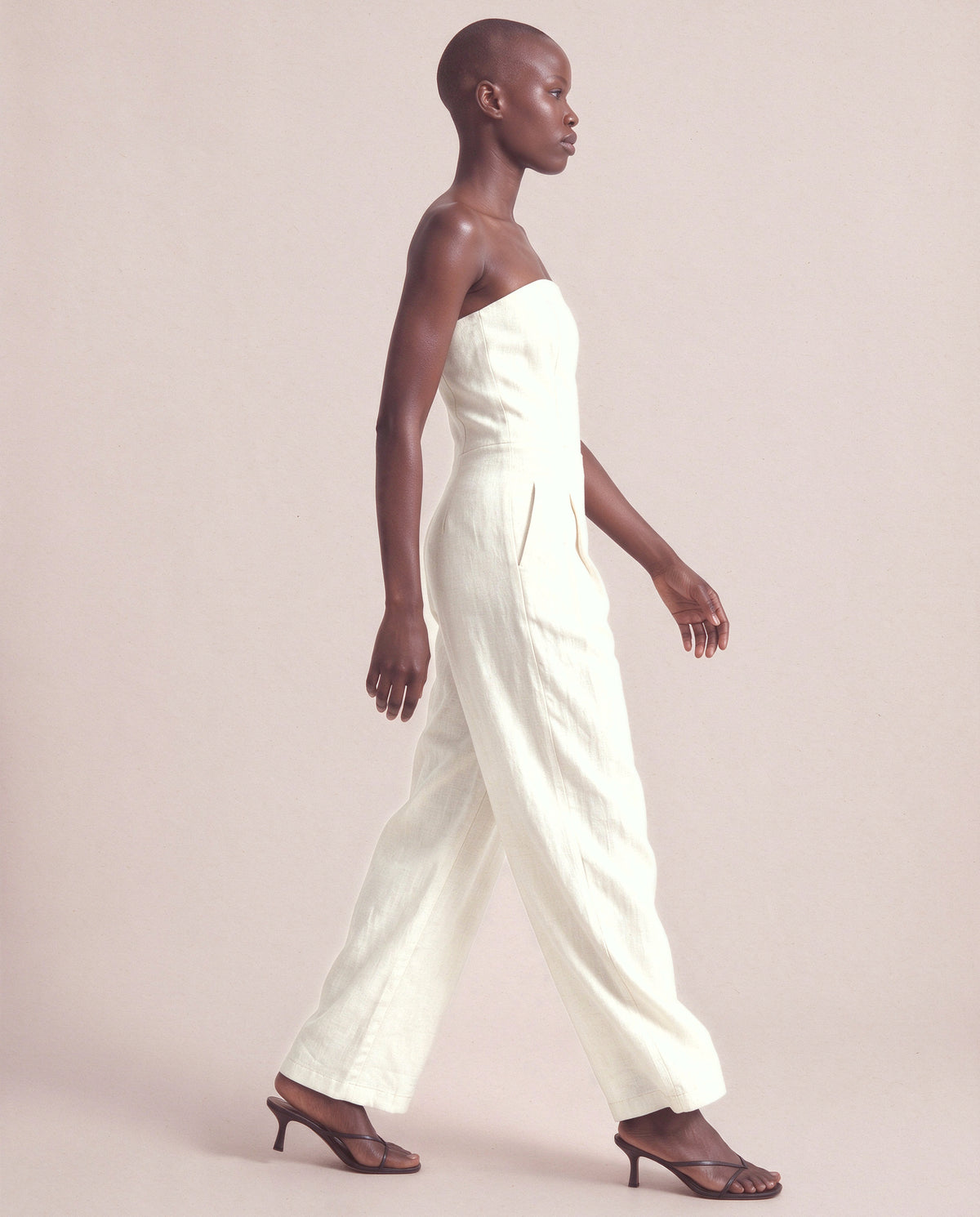 Camille Jumpsuit in Beige, side