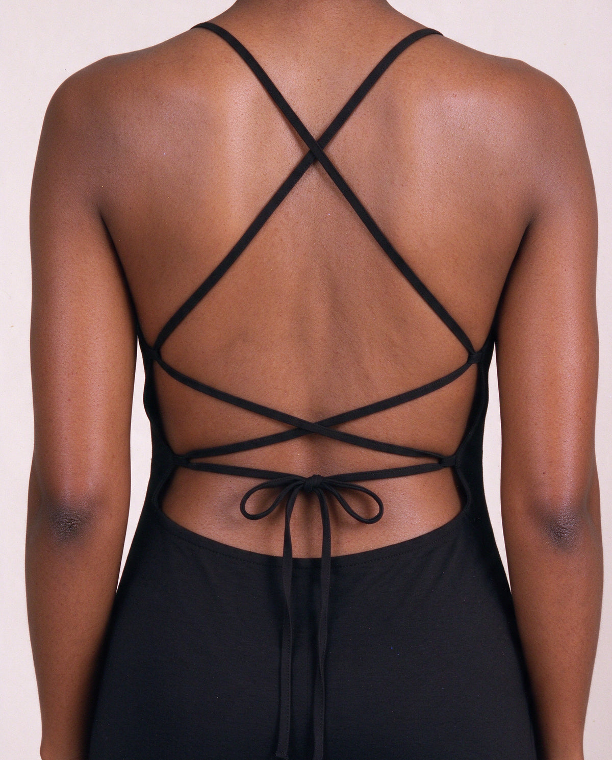 Laini Dress in Black, crossover straps and bow