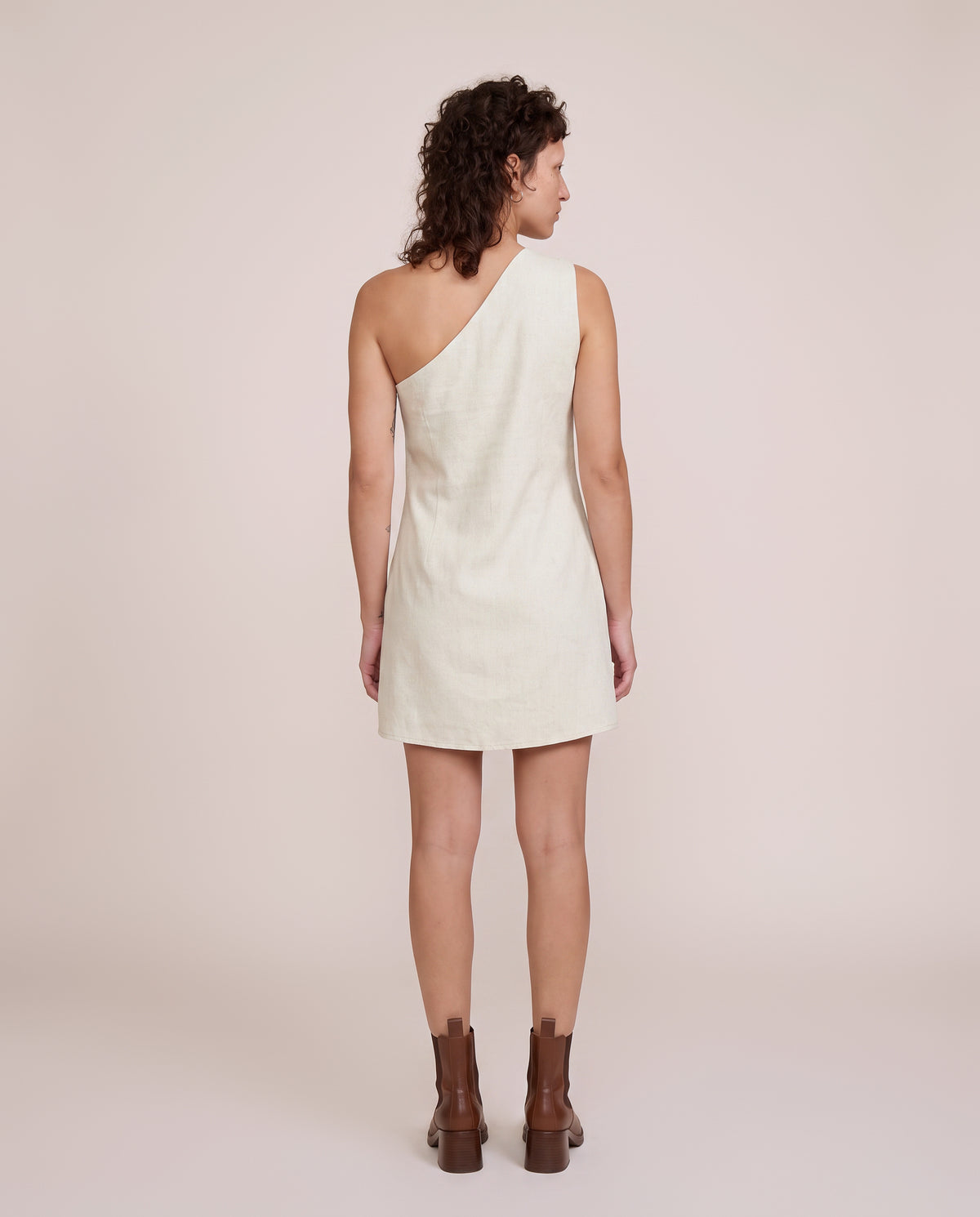 Circe Dress Mini in Beige, back