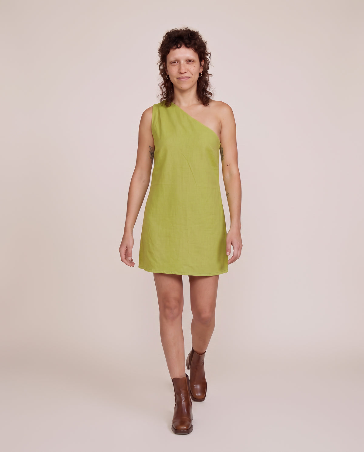 Circe Dress Mini in Green Lemon