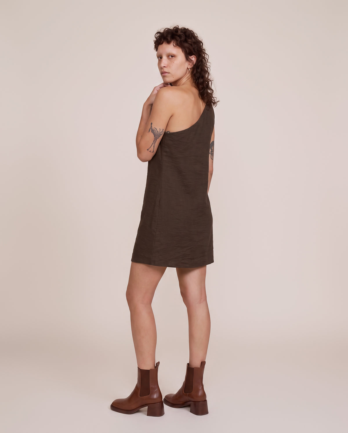 Circe Dress Mini in Brown