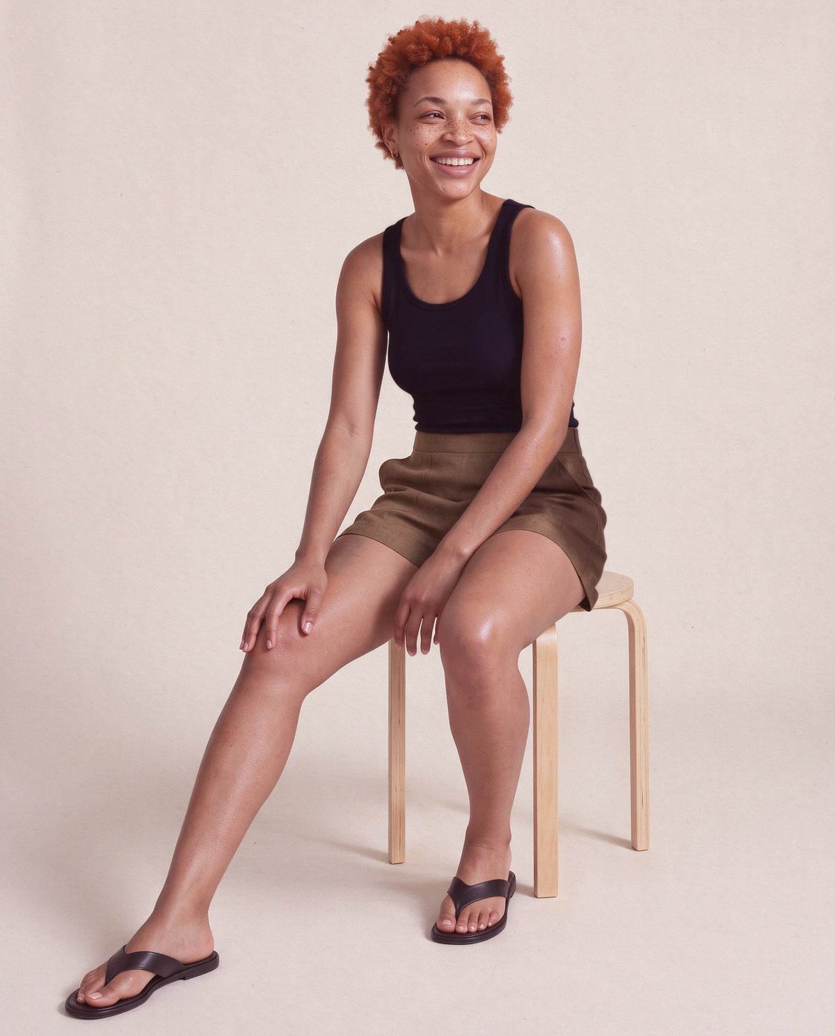 High Waisted Shorts in Brown