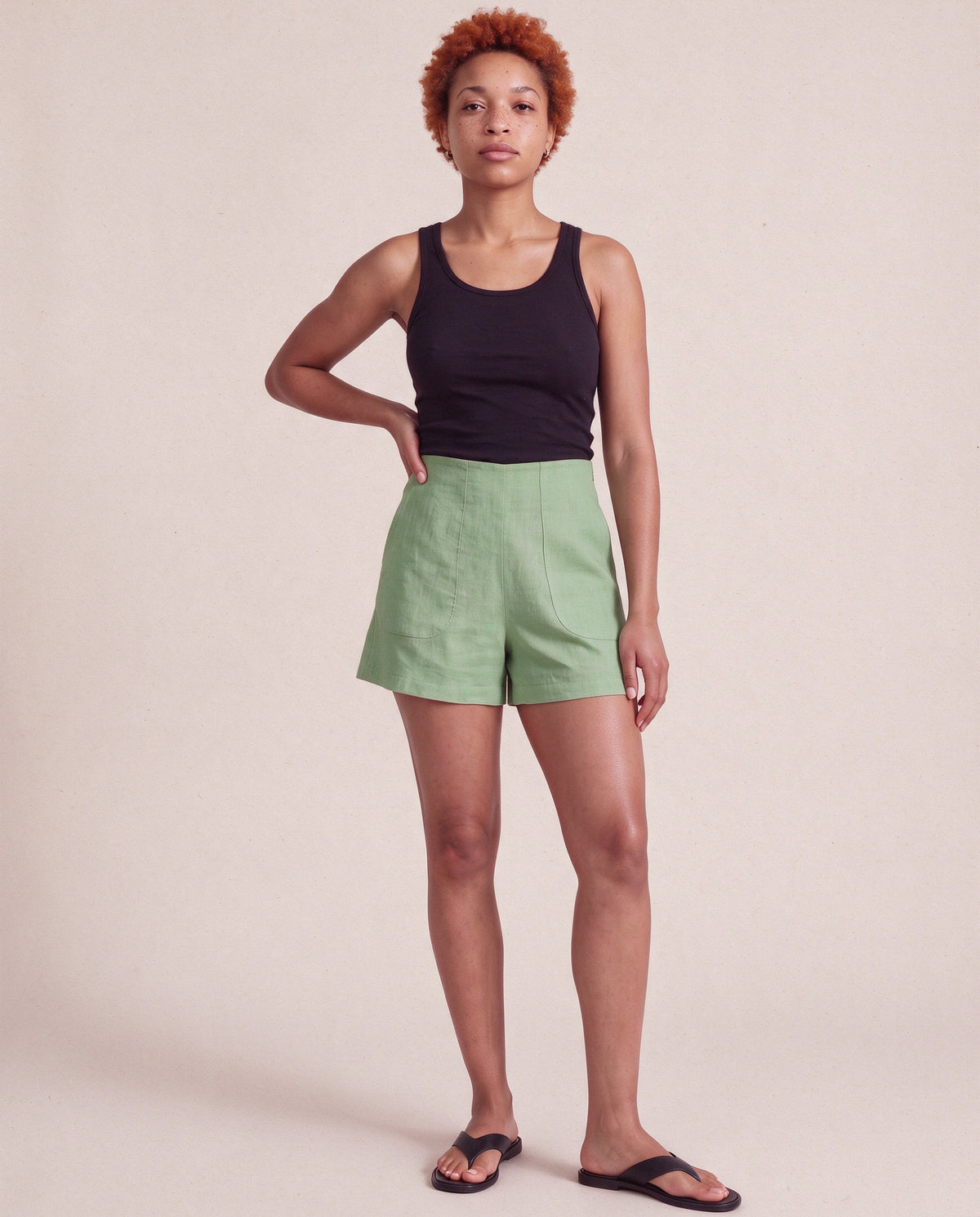 High Waisted Shorts in Khaki