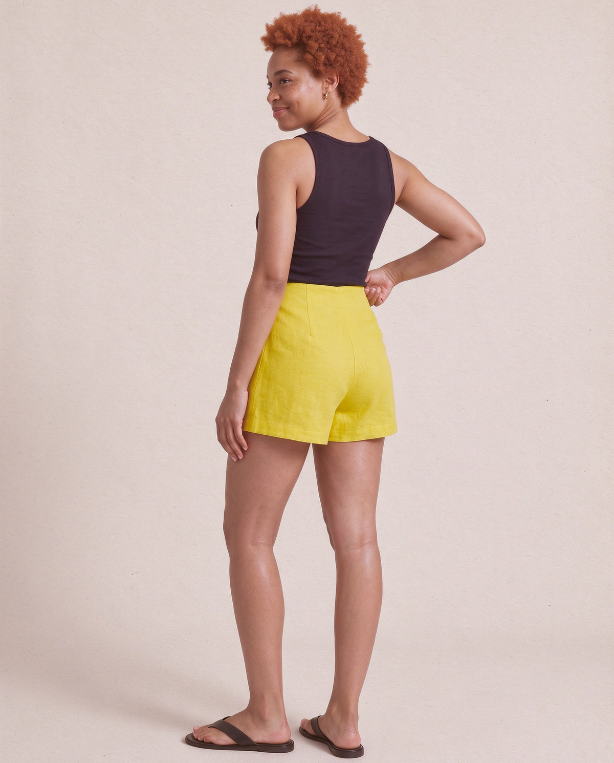 High Waisted Shorts in Yellow