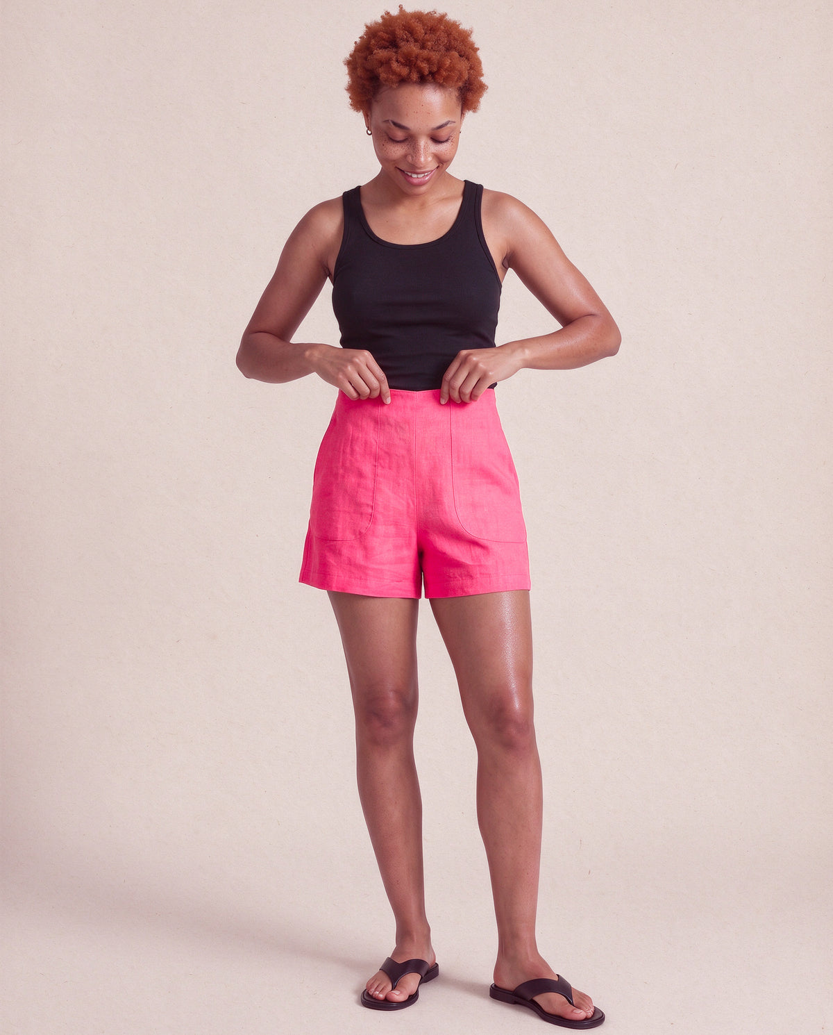 High Waisted Shorts in Bright Pink