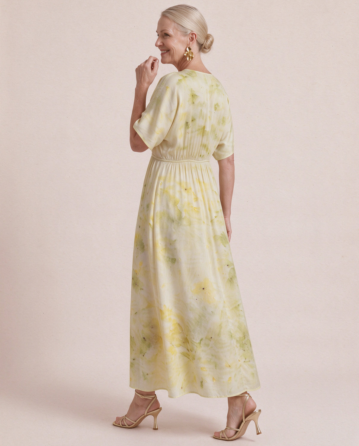 Kinara Dress Silk in Eco Print, back