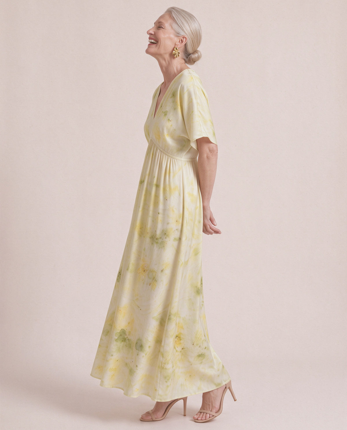 Kinara Dress Silk in Eco Print, side