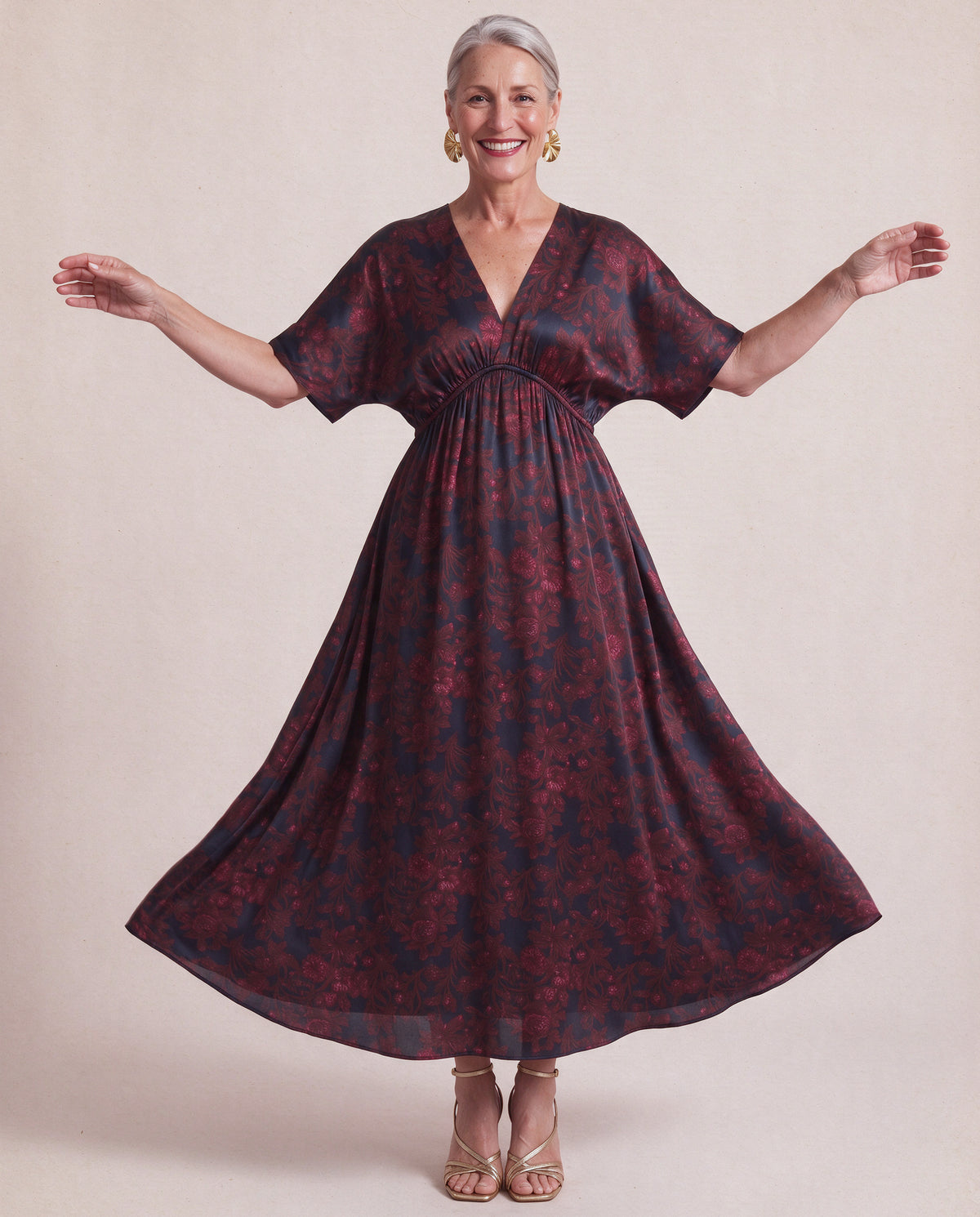 Kinara Dress Silk in Roses