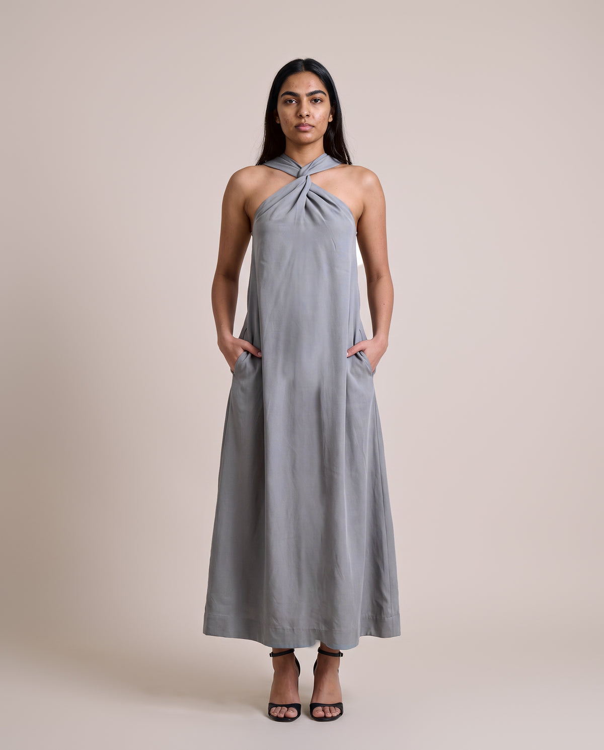 Lulu Dress Maxi in Gray, front