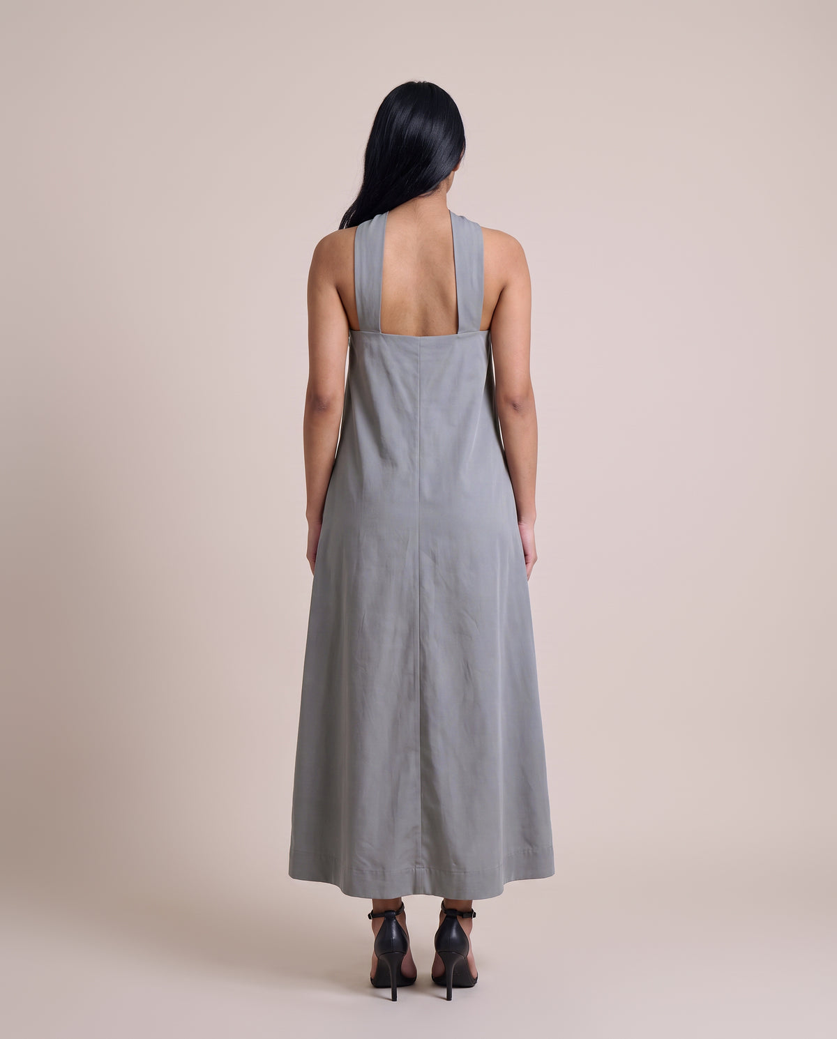 Lulu Dress Maxi in Gray, back