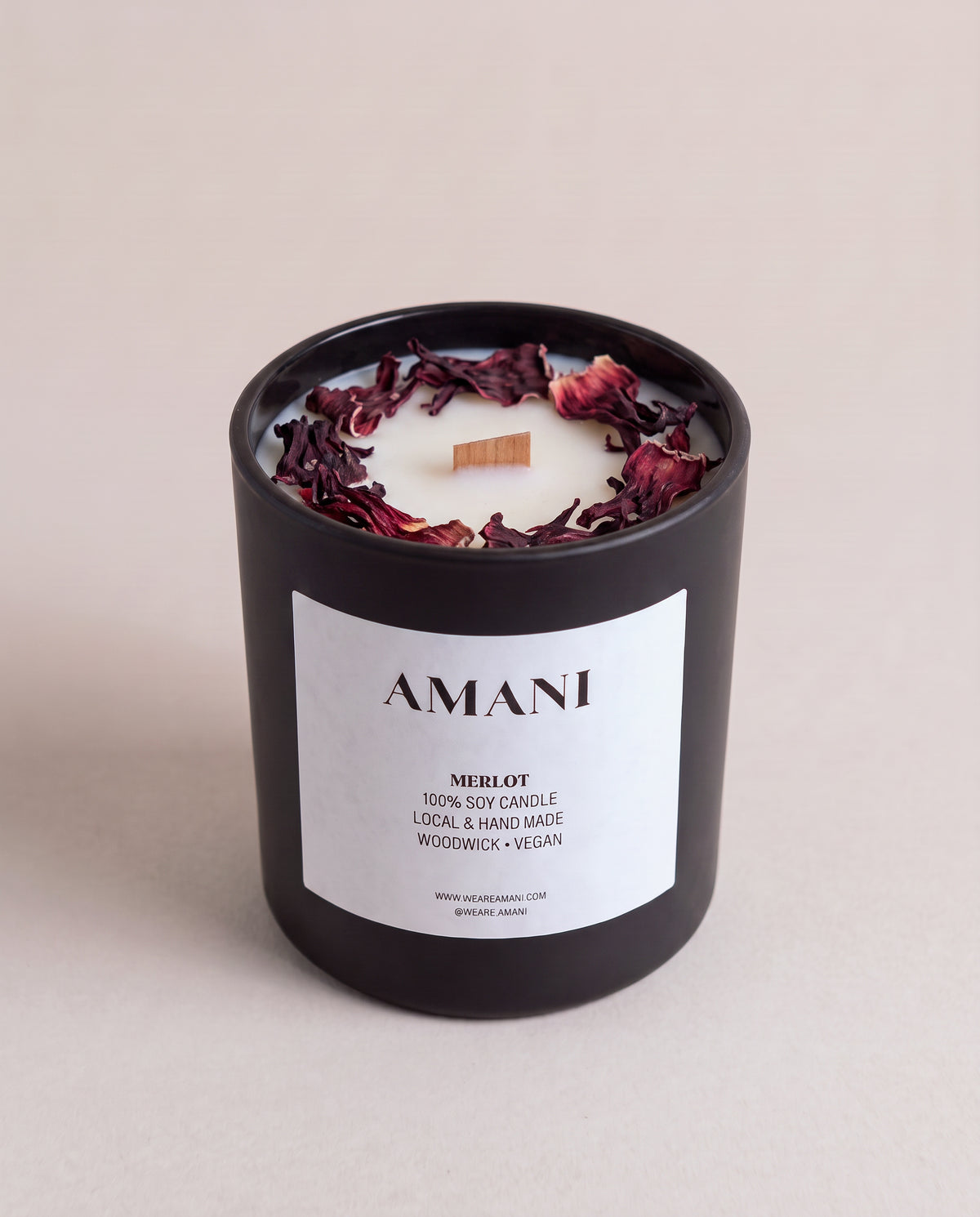 Merlot Candle, hibiscus on the wax