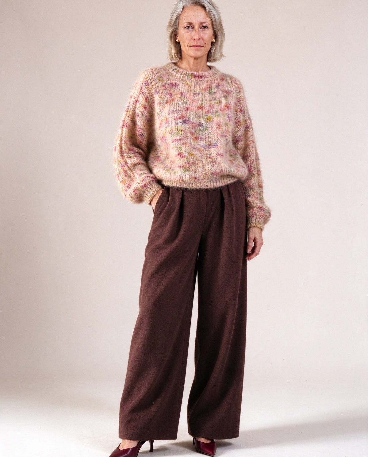 Mohair Knit in Multi Pink, front