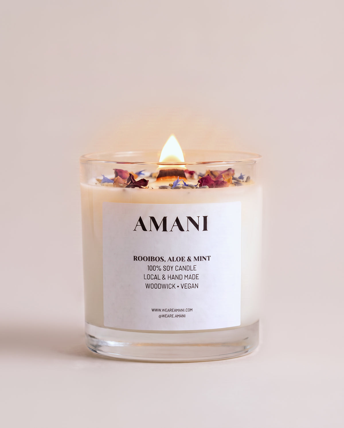 Rooibos, Aloe and Mint Candle, lit