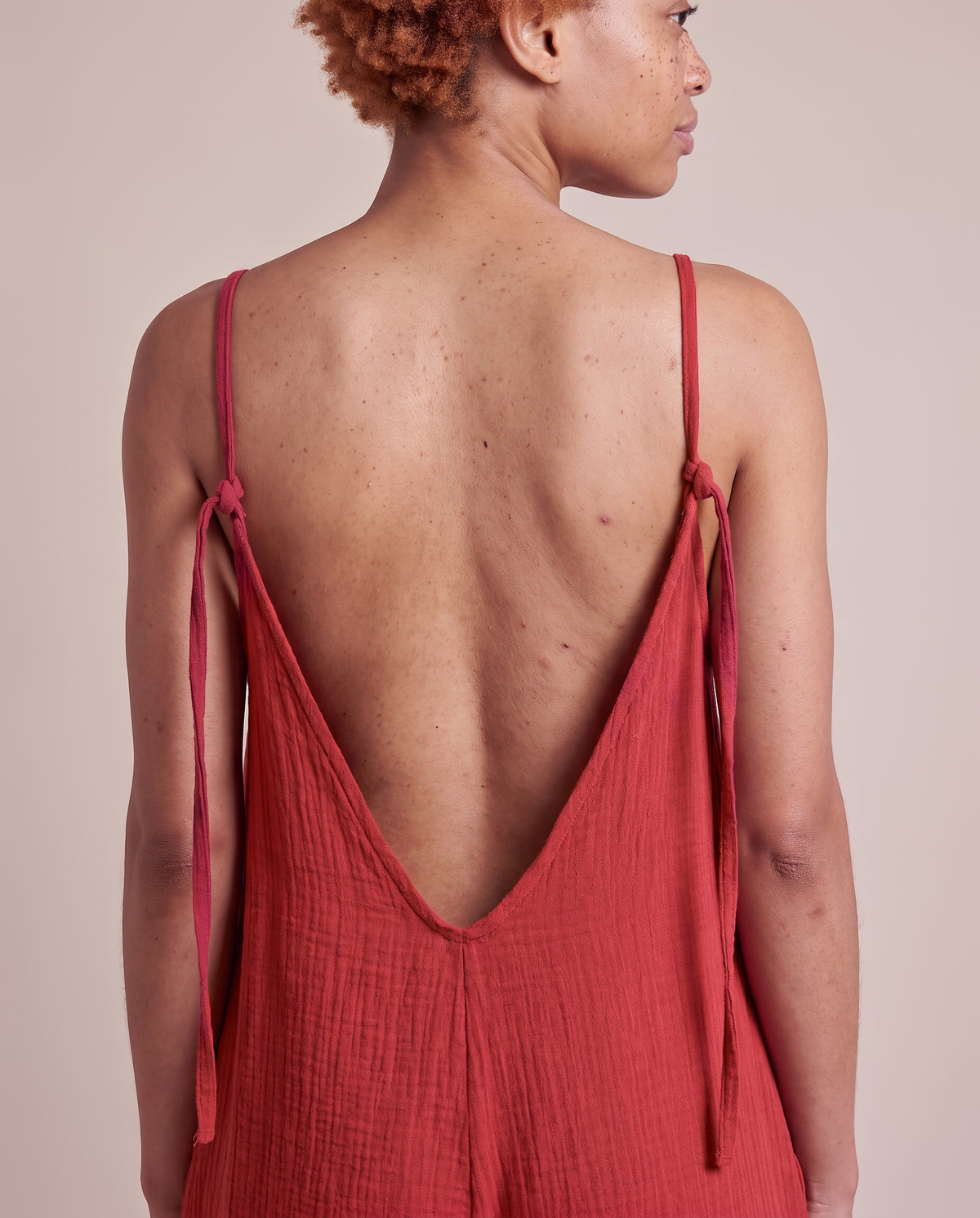 Rudo Jumpsuit in Bordeaux, open back up close