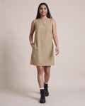 Ruva Dress Tencell in Beige, front