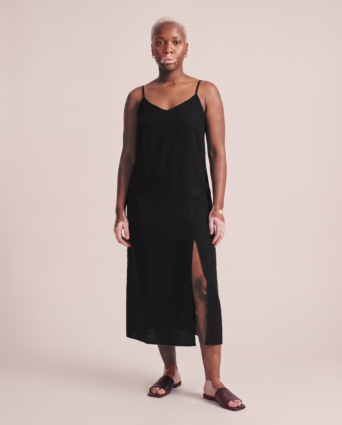 Slip Dress in Black, front