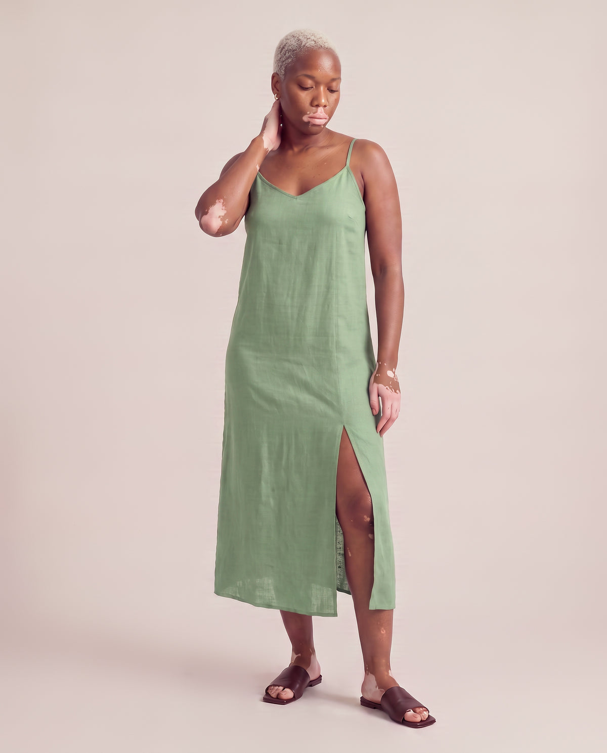 Slip Dress in Khaki