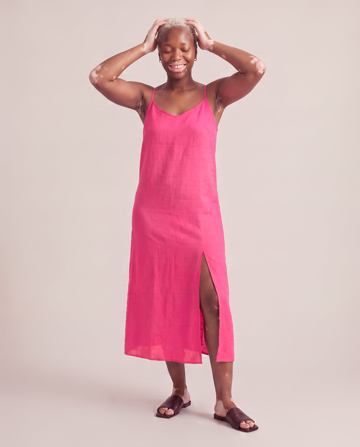 Slip Dress in Bright Pink